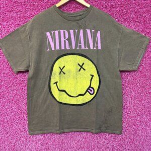 Nirvana Never Mind mineral wash Smiley Face Tshirt size large